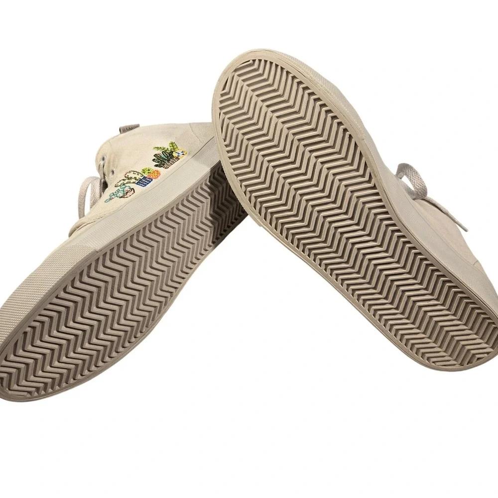 BANGS Shoes High Top Canvas Sneakers Grey Cactus Succulent Embroidery Womens 7‎